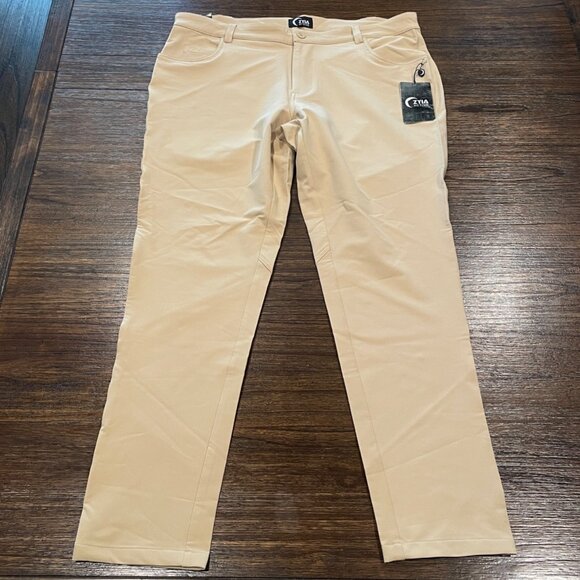 NWT ZYIA Active Men's L Khaki Office Chino Lightweight Performance Stretch 30"L - Picture 1 of 10